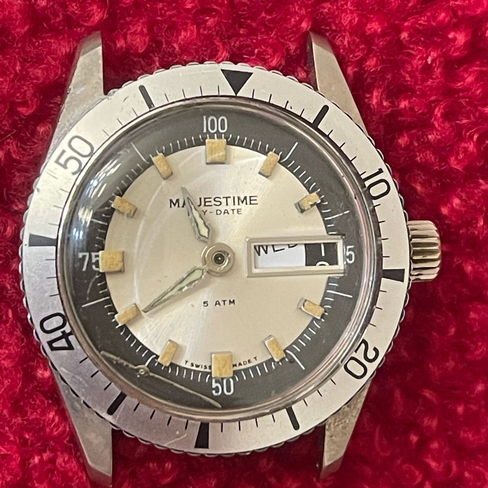 Majestime Day-Date 5 Atm Manual Cal 1317 36.5mm Swiss Made For Repair / Parts